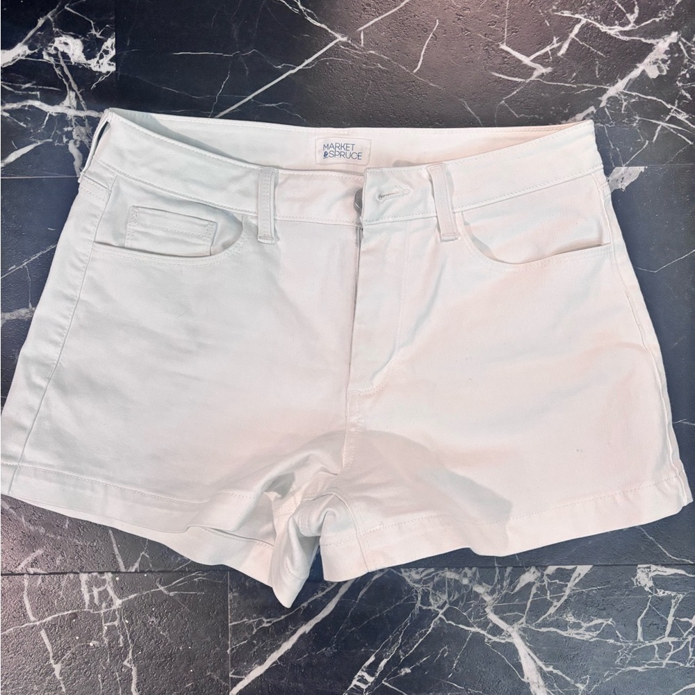 Market & Spruce White Jean Shorts Classic Style